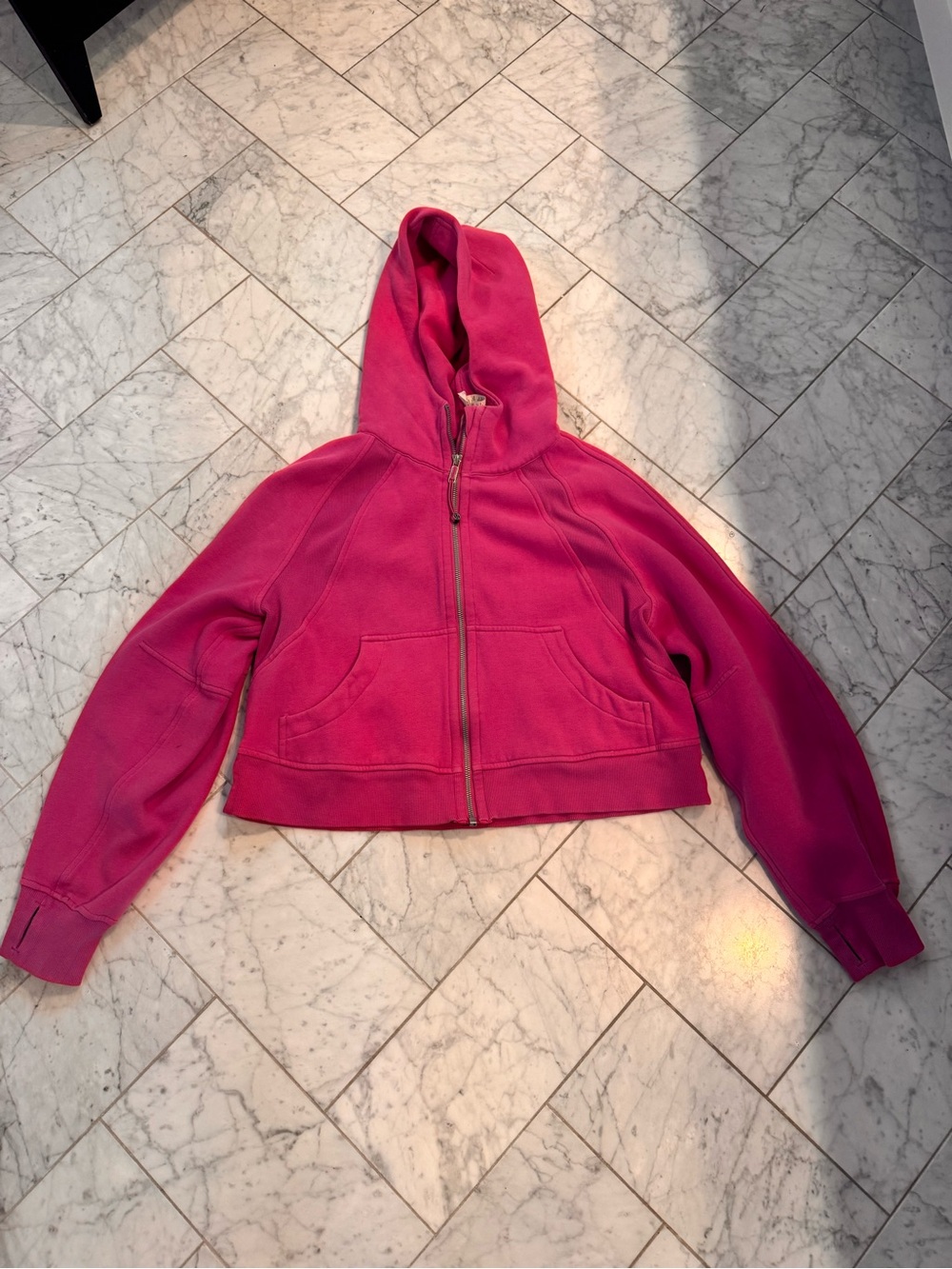 Lululemon Hot Pink Cropped Zip-Up Hoodie